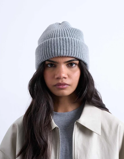 Шапочка в рубчик Topshop Henry серого цвета gray