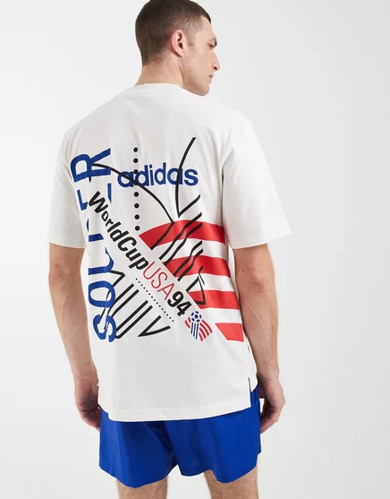 Мужская футболка adidas Originals US 94 с принтом на спине, белая