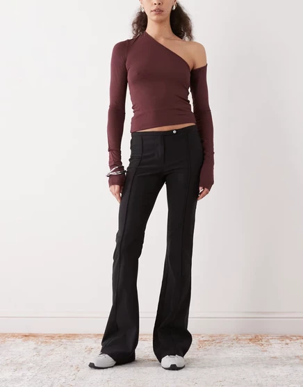 Брюки Monki расклешенные на заказ черного цвета black dark