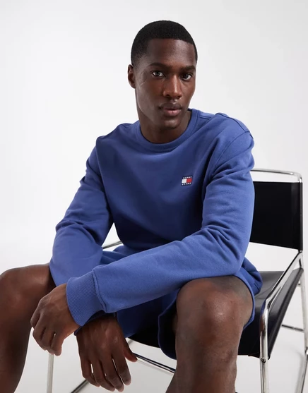 Мужской свитшот Tommy Jeans с нашивкой-логотипом, синий
