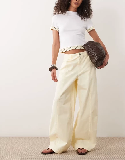 Женские брюки ASOS DESIGN barrel с эффектом стирки, кремовые