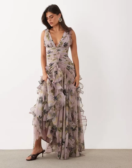 Женское платье ASOS Luxe макси с цветочным принтом