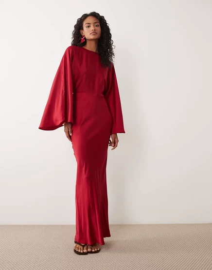 Женское макси-платье ASOS из матового сатина, красное