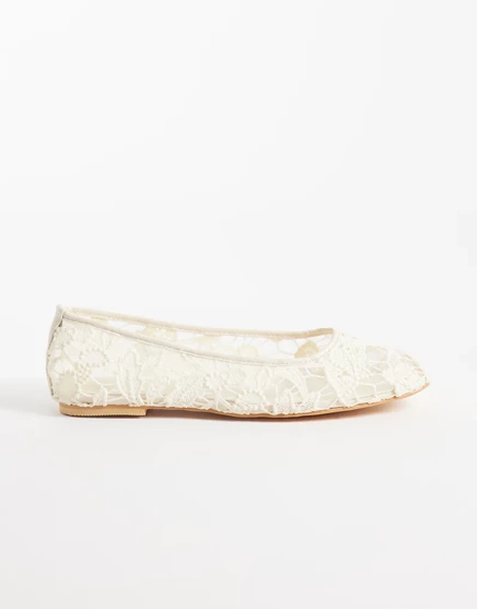 Женские балетки Public Desire Leola кружевные, молочные