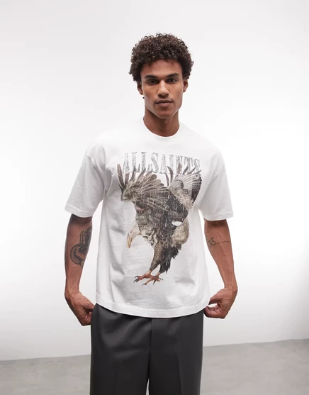 Мужская футболка AllSaints Eagle с логотипом, белая