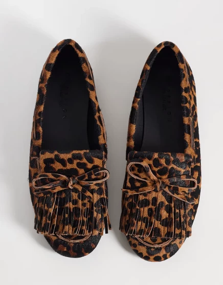 Женские лоферы ASOS Design Moxen из кожи, леопардовый принт