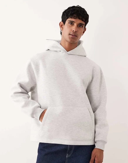 Толстовка с капюшоном ASOS DESIGN heavyweight из ткани цвета ледяного вереска в стиле скуба  ice marl