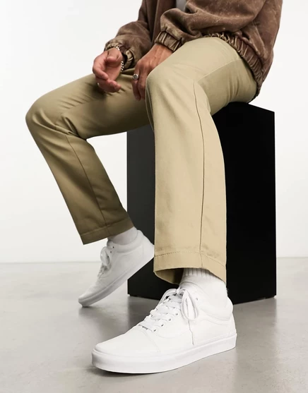Трехбелые парусиновые кроссовки Vans Old Skool white