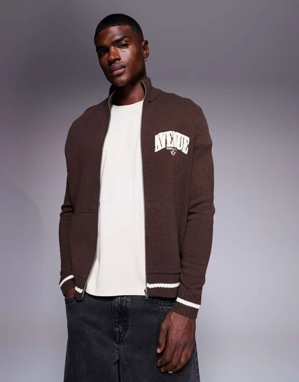 Легкая трикотажная куртка на молнии в спортивном стиле ASOS DESIGN с принтом 