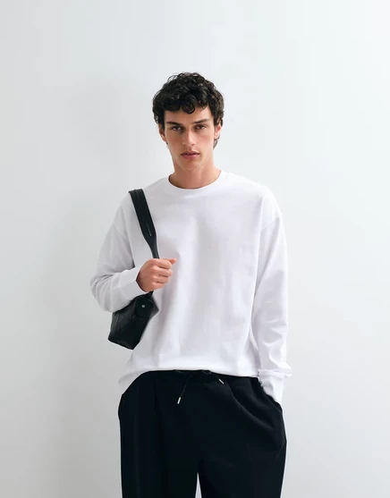Мужской лонгслив Jack & Jones плотный, белый