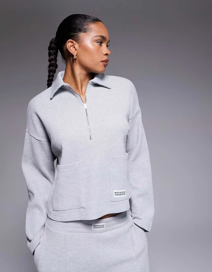 Женский свитшот ASOS Weekend Collective вафельный, серый
