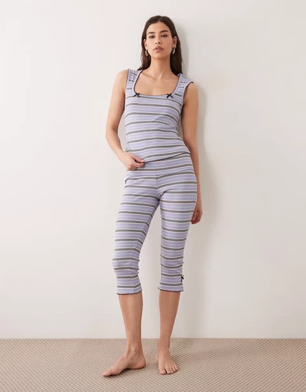 Женская пижама ASOS Design топ и капри в полоску, лиловая