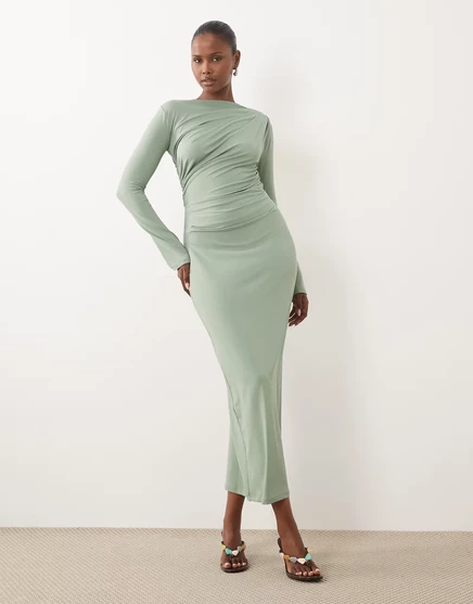 Женское макси-платье ASOS Design асимметричное, шалфейное