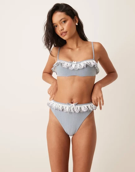 Женские плавки-бикини For Love & Lemons с вышивкой, синие