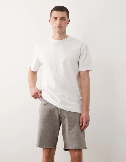 Jack &amp Jones Rick slim denim shorts in light gray gray denim