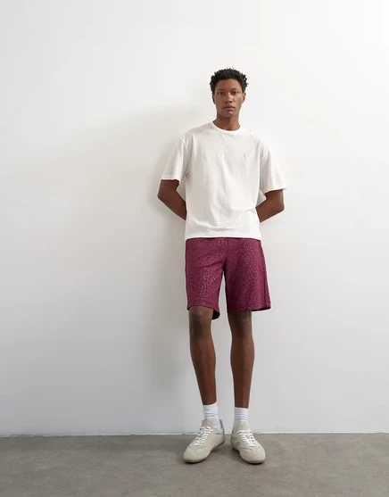 Мужские шорты Topman леопардовый жаккард, бордовые