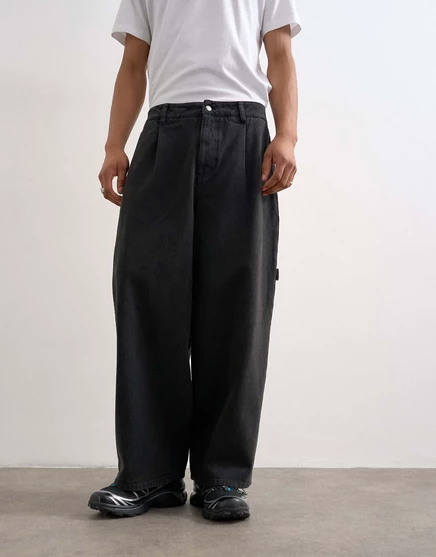 Плотник из бочковой саржи Topman в черном цвете black