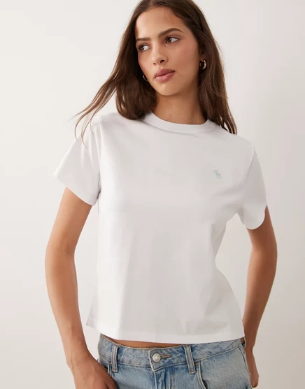 Женская футболка Abercrombie & Fitch Icon Logo, белая