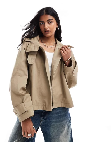 ДИЗАЙНЕРСКИЙ укороченный плащ-накидка ASOS с отделкой из ржаного материала rye