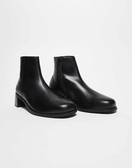 Дизайнерские ботинки челси на каблуке ASOS черного цвета с внутренней молнией black