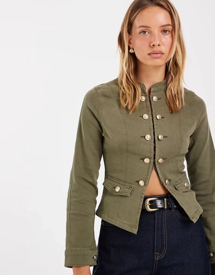 Женская джинсовая куртка ASOS Design Drummer Boy, хаки