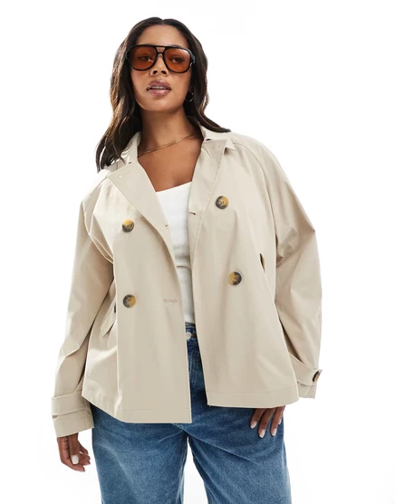 Короткий тренч ONLY Curve бежевого цвета beige