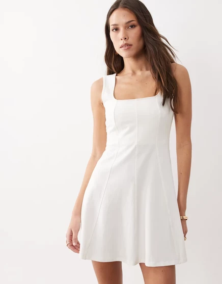 Женское мини-платье ASOS Design с квадратным вырезом, нейтральное