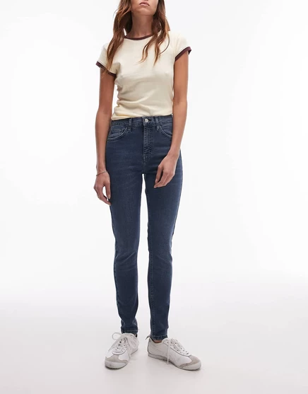 Джинсы Topshop Jamie темно-синего цвета smoke gray