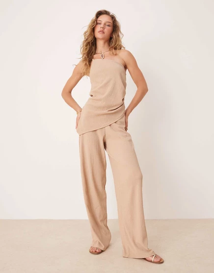 Широкие брюки ASOS DESIGN с линейной текстурой из камня - часть комплекта stone