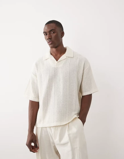 Мужское поло ASOS Design оверсайз, кокосовое молоко