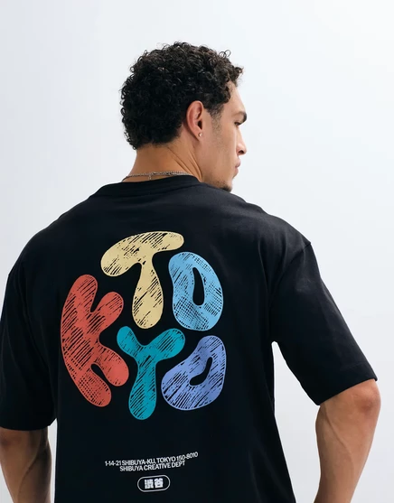Мужская футболка ASOS Design свободного кроя с принтом, черная