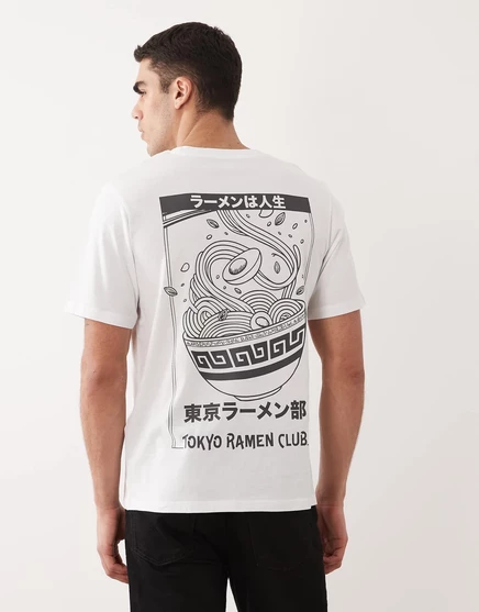 Мужская футболка Jack & Jones с принтом «Ramen Club», белая