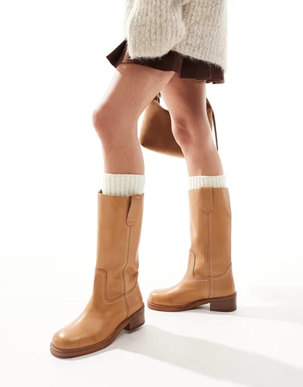 Женские кожаные ботинки ASOS Design Cindy, карамельные