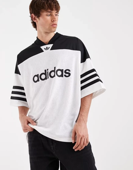 Мужская футболка adidas Originals Adicolor свободного футбольного кроя с V-образным вырезом, белая с черным