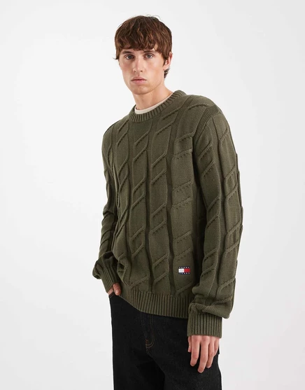 Темно-зеленый свитер плотной вязки Tommy Jeans dgreen
