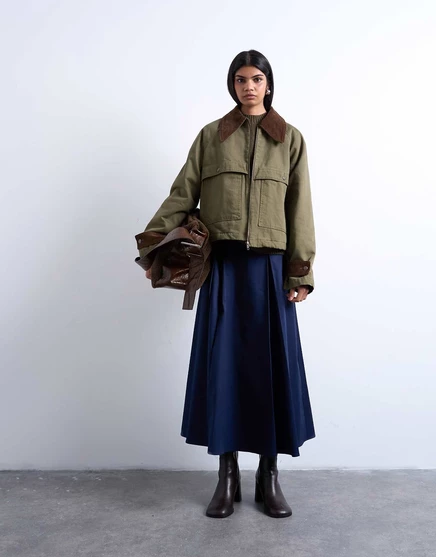Женская стеганая джинсовая куртка TopShop, хаки