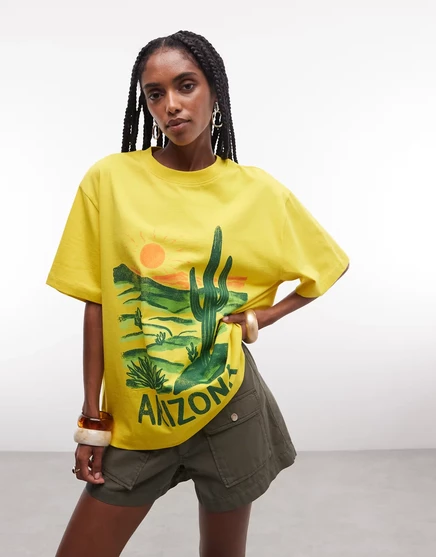 Женская футболка ASOS Design с принтом Arizona, желтая