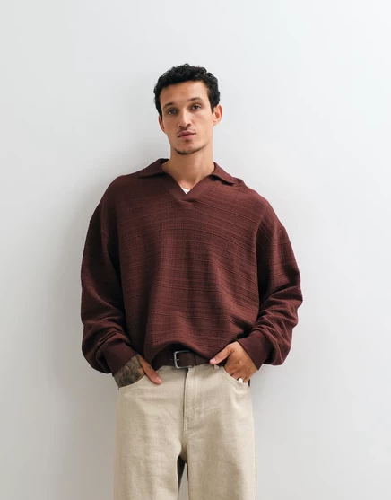 Мужская рубашка-поло ASOS Design оверсайз, коричневая