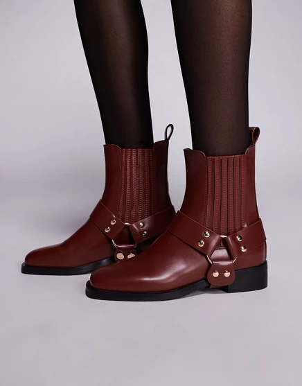 Низкие ботильоны Simmi London Bradshaw бордового цвета со шнуровкой burgundy pu