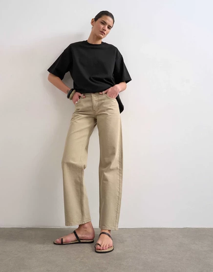 Джинсы прямого кроя Topshop Ember с низкой посадкой бежевого цвета beige