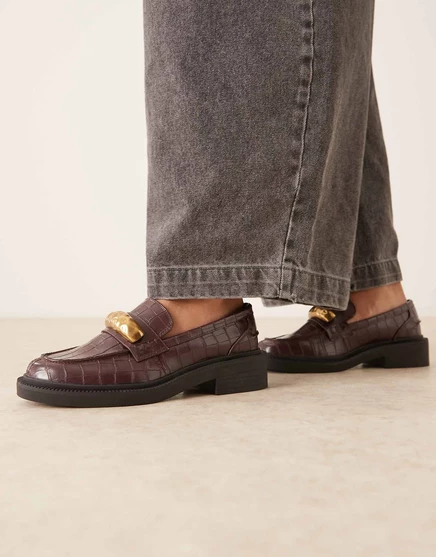 Женские лоферы ASOS Design Mistral, коричневые кроко