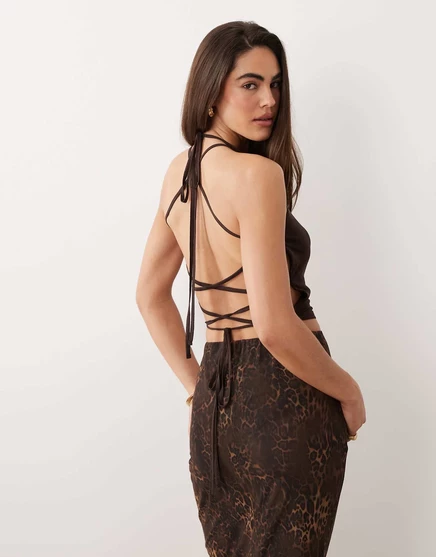 Женский топ ASOS Design на тонких бретелях, шоколадный