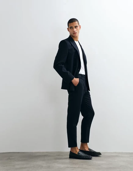 Мужские зауженные костюмные брюки ASOS Design, темно-синие