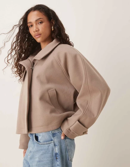 Укороченное вечернее пальто-накидка ASOS DESIGN в грибовидном цвете brown