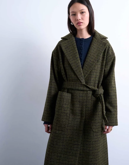 Строгое пальто в зеленую клетку от Topshop green check