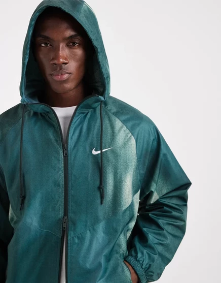 Мужская куртка Nike Windrunner с капюшоном на кулиске, на молнии, зеленая