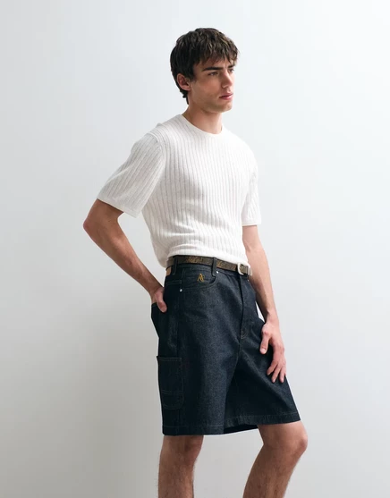 Джинсовые шорты ASOS COLLECTIVE с широкими штанинами цвета индиго raw indigo