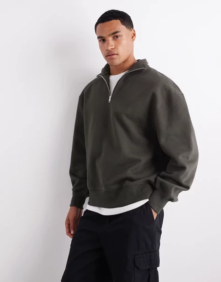 Толстовка ASOS DESIGN premium heavyweight oversize с застежкой на молнию толщиной 400 г цвета хаки