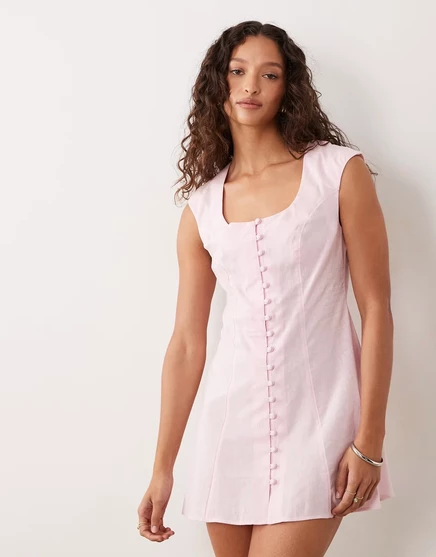 Женское миди-платье ASOS Design на пуговицах, розовое
