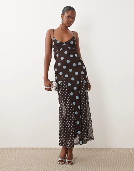Женское платье миди ASOS Design, синее и коричневое